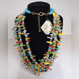 Gardenia Handmade Multicolor Statement Necklace Four Strands